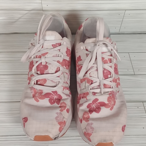 Pink and White Floral Sneakers with Cushioned Sole Nobull Cherry Ripstop 8.5 - Picture 3 of 8